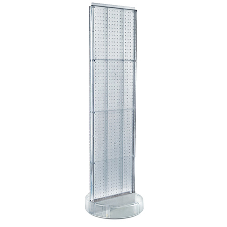 AZAR DISPLAYS 2 Sided- Clear Pegboard Floor Display On A Revolving Round Studio Base 700780-CLR